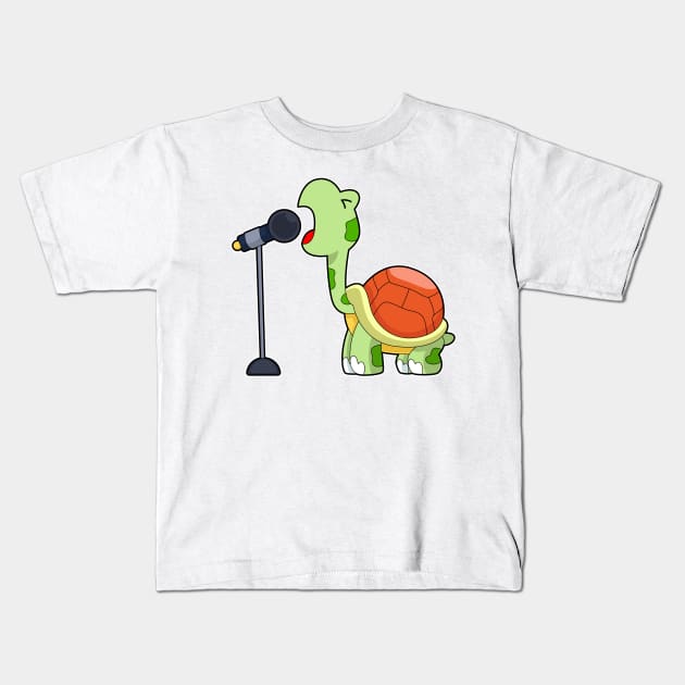 Turtle Singer Microphone Music Kids T-Shirt by Markus Schnabel